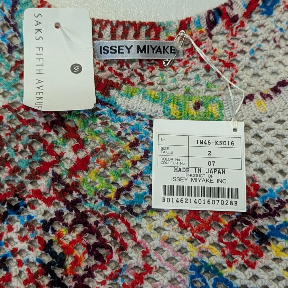 NWT Issey Miyake Cotton Tank Size 2 Multicolored Crochet With Fringe Tassles - Picture 12 of 16